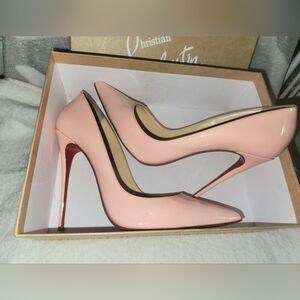 CHRISTIAN LOUBOUTIN SO KATE 120 MM PALE PINK PATENT PUMPS 41 BOX $725